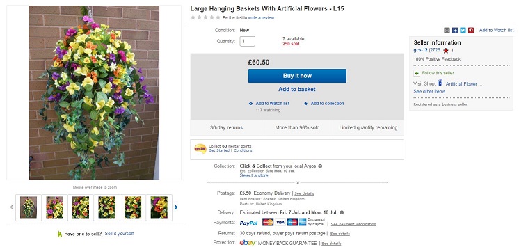 Best selling artificial flower basket